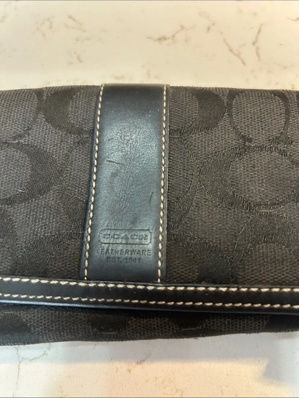 Coach Black Signature Continental Wallet